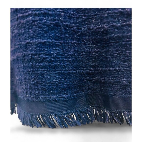 J. Crew Womens Navy Blue Sheath Dress Frayed Trim Sz 6 Classic Bodycon Boucle - Picture 4 of 13